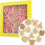 Lot de 8 mini emporte - pices de nol en plastique, arbre, flocon de neige, pre nol, renne, bote ...