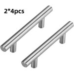 Lot de 8 poign�es de porte en acier inoxydable (100 x 12 x 32 mm), poign�es de tiroir pour meubles de ...