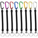 Lot de 8 porte - cl�s en spirale extensible avec mousqueton en m�tal couleur d, porte - cl�s r�tractable ...