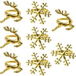 Lot de 8 ronds de serviette dors en forme de renne et de flocon de neige pour dcoration de table de ...