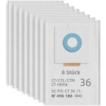 Lot de 8 sacs d'aspirateur 496186 pour festool selfclean ct 36 / ctm 36 e / ctl 36 e cleantec s�rie aspirateur ...