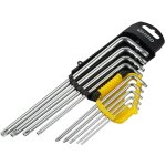Lot de 9 clés mâle longues étoile alésées, jeu de 9 clés torx alésées sur support - diamètre t10 à t50 ... Lot de 9 clés mâle longues étoile alésées, jeu de 9 clés torx alésées sur support - diamètre t10 à t50 ...