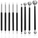 Lot de 9 noir outils de sculpture pour argile, outils de modelage double extr�mit� en silicone pour argile ...