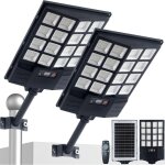 Lot de deux lampadaires solaires d'ext�rieur, grande lampe solaire led 1 200 w pour parkings, �tanche, ...