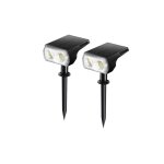 Lot de deux spots solaires d'extrieur, lampes solaires led ip67 tanches, spots solaires (blancs) pour ...
