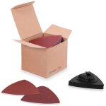 Lot de papier abrasif et patin triangulaire - 80 / 82mm - 50 feuilles, grain 60, 80, 100, 120 et 140 ...