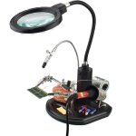 Loupe 2. 5x  4x, lampe led, support fer  souder avec pinces et clips de soutien
