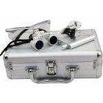 Loupes binoculaires dentaires 3, 5 x 420 mm + lampe de phare dentaire led avec étui Loupes binoculaires dentaires 3, 5 x 420 mm + lampe de phare dentaire led avec étui
