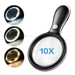 Loupe eclairante, 10x loupe de lecture avec 3 modes d'clairage et 18 led pour la lecture des personnes ...