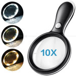 Loupe eclairante, 10x loupe de lecture avec 3 modes d'�clairage et 18 led pour la lecture des personnes ...
