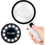 Loupe �clair�e, loupe mature avec 12 lumi�res led, loupe manu avec fonction d'�clairage 30x, loupe �