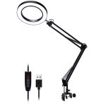 Loupe flexible 5x usb led 3 couleurs illumin�e pour bureau lecture r�usinage soudure jmax