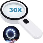 Loupe de lecture avec 12 lumi�res led, double lentille en verre et grossissement de 30x. pour une lecture ...