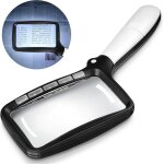 Loupe de lecture pliable 3x avec �clairage, grande loupe rectangulaire � 5 led, 2 modes de gradation, ...
