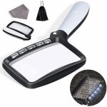 Loupe de lecture rectangulaire avec 5 lumi�res � led, loupe de lecture grand format 3x avec led � gradation ...
