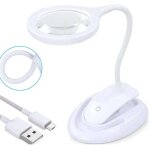 Loupe avec lumi�re, lampe grossissante 5x 10x avec support et pince, lampe grossissante de bureau rechargeable ...