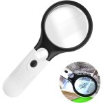 Loupe avec lumi�re, loupe de lecture 3 x 45 x, 3 lumi�res led, double lentille en verre, pour personnes ...