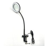 Loupe avec lumi�re et support, lampe de bureau � col de cygne flexible 2 - en - 1 avec pince, 3 modes ...