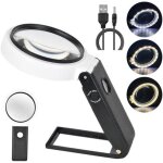 Loupes avec lumi�re et support, loupe lumineuse 10x 25x, grande loupe sur pied avec 32 lumi�res led pour ...