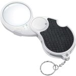 Loupe de poche �clair�e 5x - diam�tre 45mm, pliante - pour lecture pi�ces de monnaie / loisirs / voyages ...