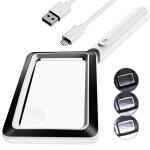 Loupe rechargeable 4x avec lumi�re 20 led, loupe rectangulaire �clair�e de page, 3 modes de luminosit� ...