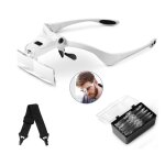 Loupe serre - t�te avec lumi�re led, loupe frontale avec 5 lentilles d�tachables (1, 0x, 1, 5x, 2, 0x, ...