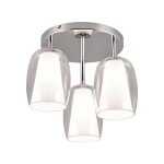 Lucide - plafonnier 3xe14 max 10w, verre transparent et blanc, chrome ? trio select - barret