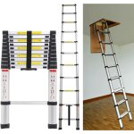 Chelle tlescopique 2, 6m en alu, escabeau 9 marches tlescopique portable et solide, en131 echelle de ...