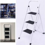 Escabeau escabeau en acier 3 marches escabeau escabeau escabeau pliable escabeau pliant, certificat tv ...