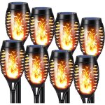 Lumi�res flamme solaire exterieure - 8 pack etanche lampe torche solaire, lampe solaire flamme vacillante ...