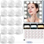 Lumi�re de miroir, 14 ampoules kit de lumi�re led dimmable lampe, 10 niveaux de luminosit�, 3 modes de ...