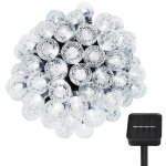 Lumires de nol, 9, 5 m, 50 led, 8 modes, tanche, capteur de lumire,  nergie solaire, blanc