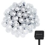 Lumi�res de no�l, 9, 5 m, 50 led, 8 modes, �tanche, capteur de lumi�re, � �nergie solaire, blanc