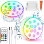 Lumi�re de piscine led submersible rechargeable avec t�l�commande �clairage etanche lampes ip68 �tanche ...