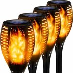 Lumi�re solaire ext�rieur jardin, ip66 �tanche torche solaire flammes lampe chemin terrasse cour lampe ...