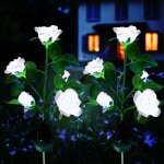 Lumi�re solaire ext�rieur jardin, lampes led rose solaires avec plus grande fleur et large panneau solaire, ...