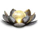 Lumi�res solaires jardin ext�rieur, d�cor de patio m�tal craquel� globe verre lotus d�coration, d�corations ...