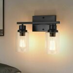 Lumi�res de vanit� noires pour salle de bain, luminaires muraux vintage industriels noirs avec abat - ...