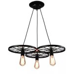 Luminaire induistrielle r�tro 3 roues suspension en m�tal pendentif lumi�re lustre lampe loft d�coration ...