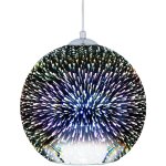 Luminaire lampe suspension design en forme de boule en verre argent e27 max. 60w lumire multicolore ...