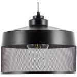 Luminaire lampe suspension noire et transparente en mtal e27 40w avec abat - jour grillag look moderne ...
