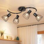 Luminaire plafonnier led orientable 4 spot noir - plafonnier industriel luminaire e14 spots de plafond ...