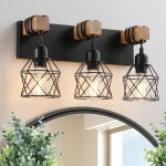 Luminaire salle de bain 3 lumi�res - applique miroir farmhouse et m�tal - style industriel - �clairage ...