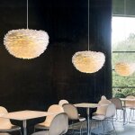 Arturesthome luminaire suspendu globe blanc plume chandelier e27 pour chambre d'enfant salon d50 cm x ...
