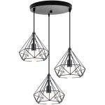 Luminaire suspension industrielle r�tro lustre r�glable lampe � suspension m�tal 3 lampes e27 �25cm - ...