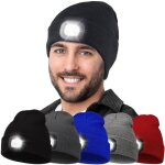 Lumineux bonnet chapeau, usb rechargeable 4 led chapeau de course lampe frontale �tanche lumi�re hiver ...