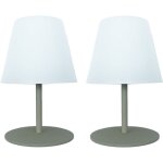 Lumisky - set de 2 lampes de table twins vert olive aluminium h16cm