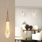 Led chandeliers, creative water droplet glass chandeliers, modern golden glass led ceiling lights(warm ...