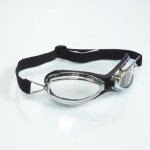 Lunette aviateur chrom� et noir look r�tro vintage pour casque