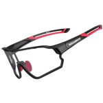 Lunettes de cyclisme photochromiques avec monture et filtres uv 400 uva et uvb, noir et rouge